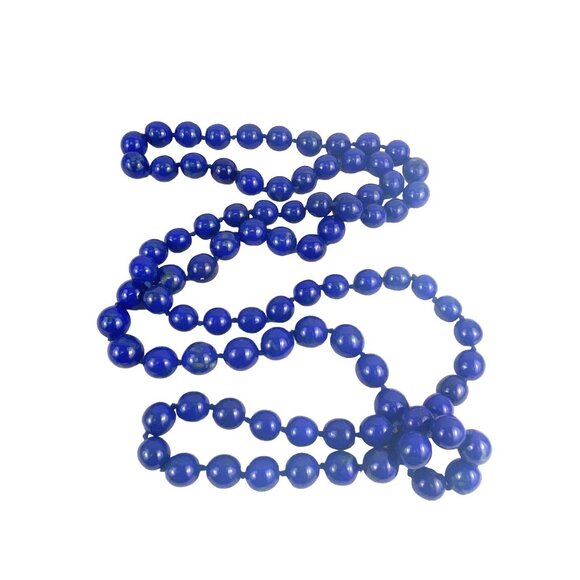 Lapis Lazuli 50 Inch Hand Knotted Beaded Necklace Natural Blue LAPIS LAZULI - Picture 3 of 8